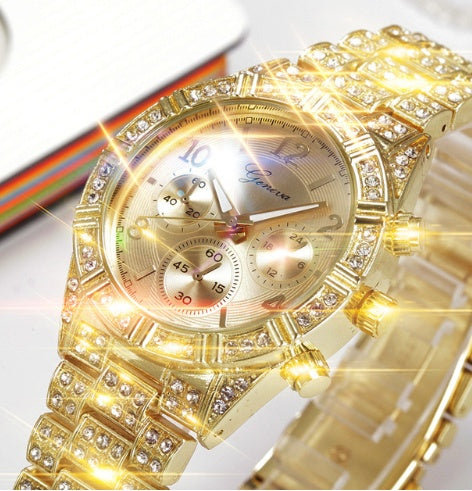 Elegant Crystal Women’s Watch – Luxury Stainless Steel Quartz Timepiece