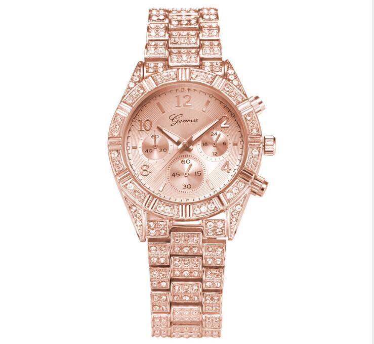 Elegant Crystal Women’s Watch – Luxury Stainless Steel Quartz Timepiece