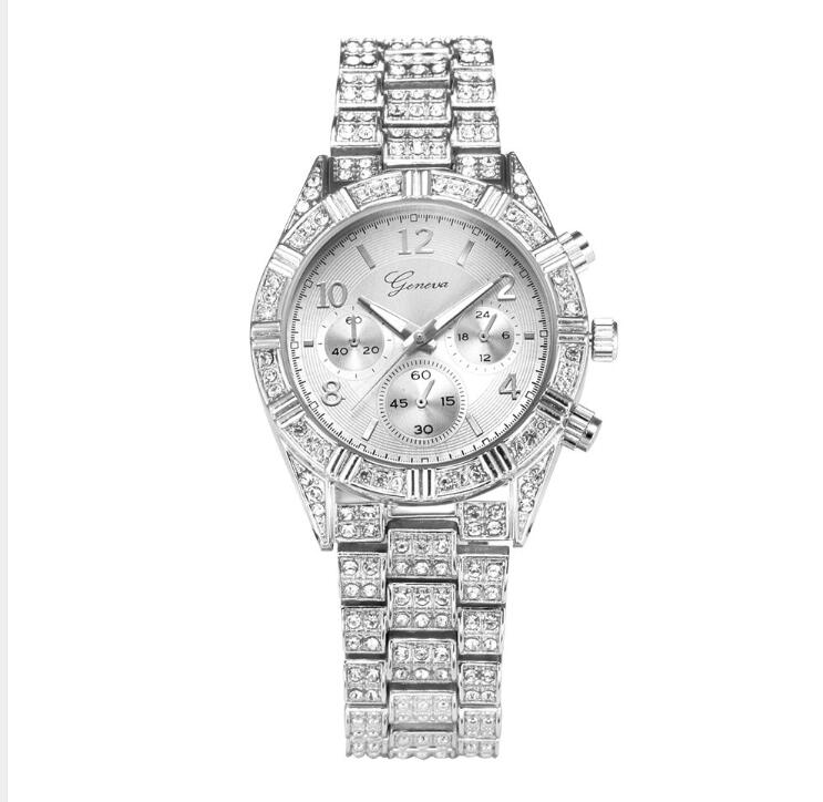Elegant Crystal Women’s Watch – Luxury Stainless Steel Quartz Timepiece
